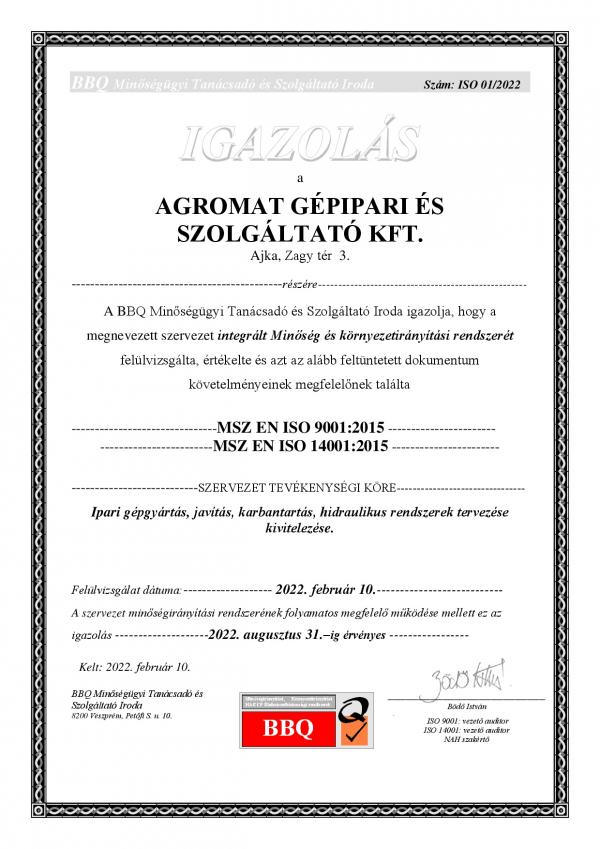 1 ISO igazolas 2022 AGROMAT